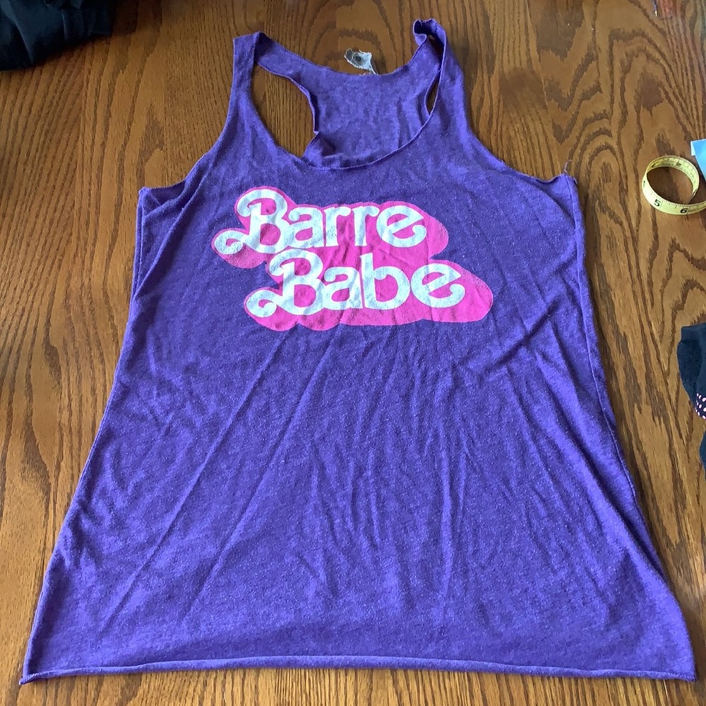 Barre Babe 80s style purple pink tank top size small barbiecore barbie cute - Picture 4 of 4